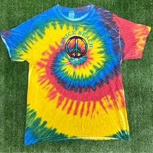Venice Beach Tie Dye Tee with Embroidered Peace Sign Size: L